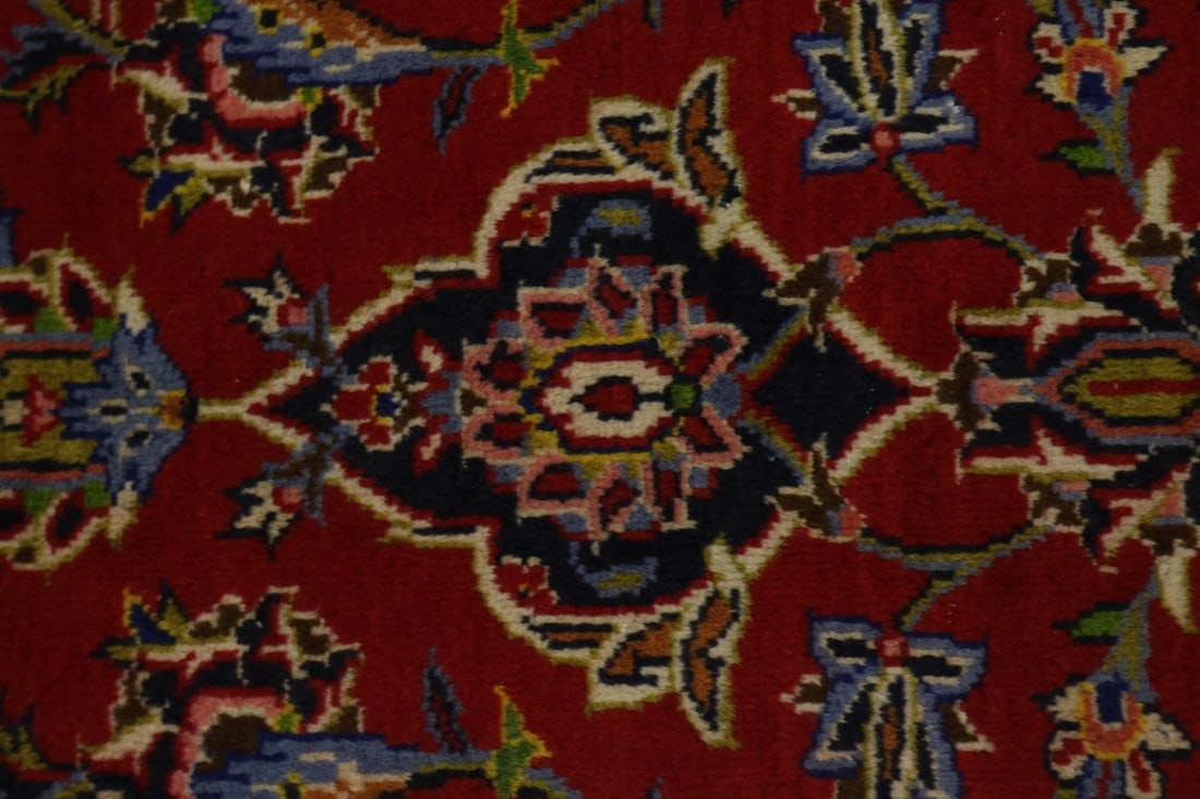 Vintage Red Traditional 10X13 Kashan Persian Rug - 9
