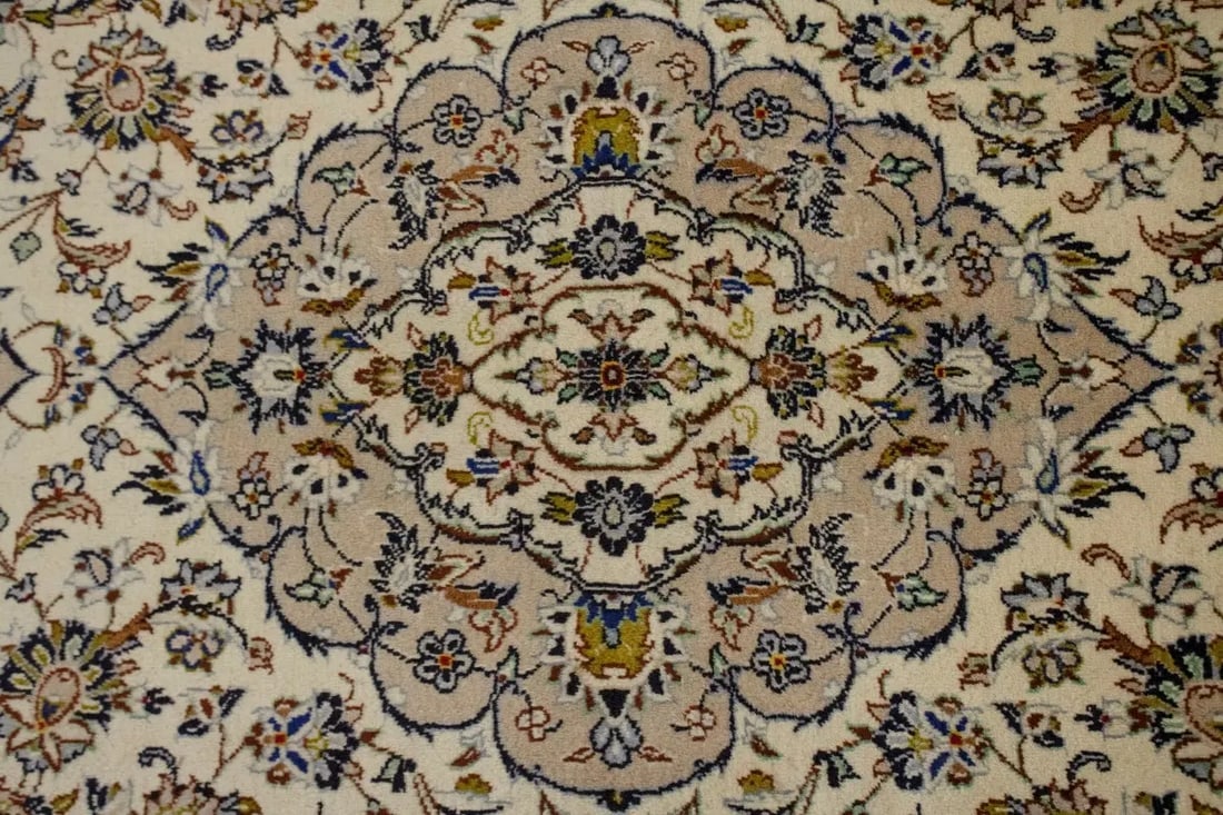 Vintage Beige Traditional 8X12 Kashan Persian Rug - 6