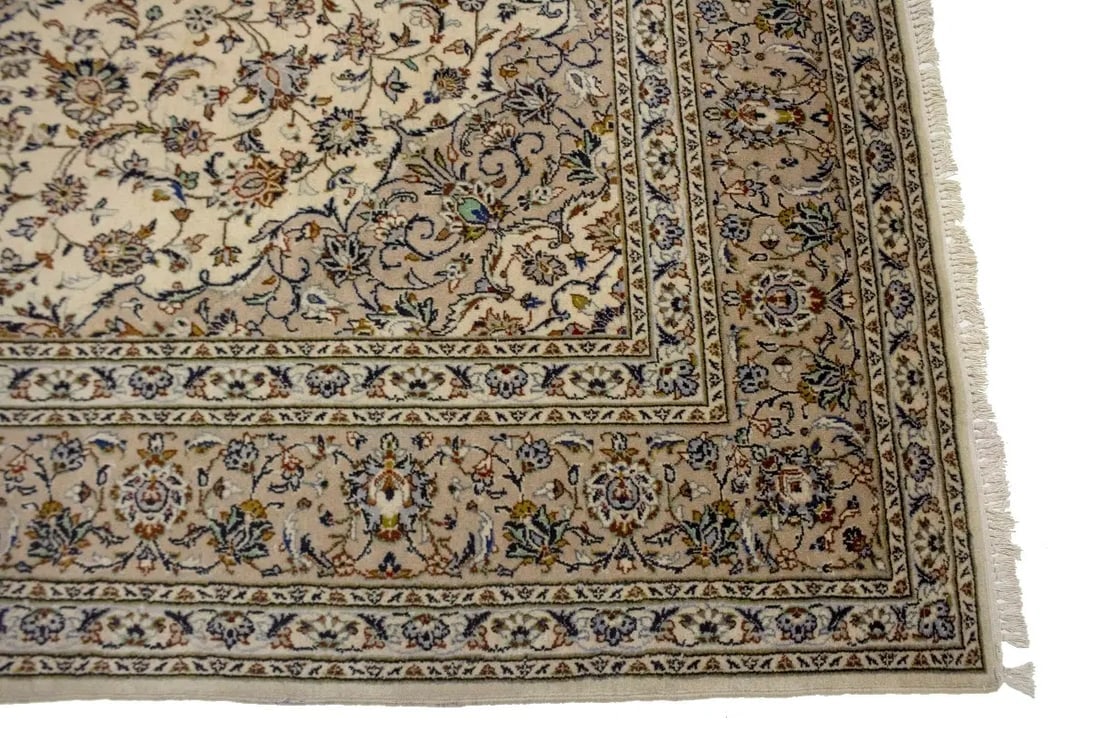 Vintage Beige Traditional 8X12 Kashan Persian Rug - 8