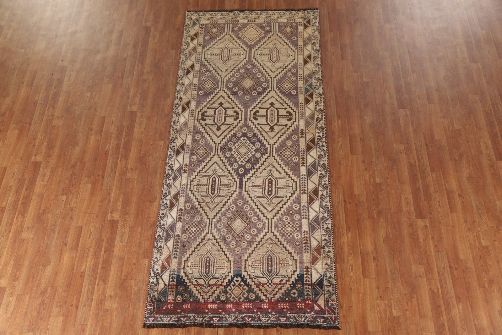Antique Wool Qashqai Persian Runner Rug 4x10 - 3