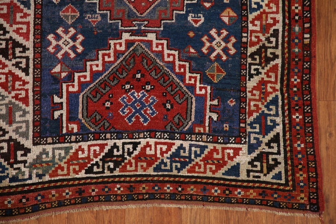 Pre-1900 Antique Vegetable Dye Kazak Oriental Area Rug 4x7 - 7
