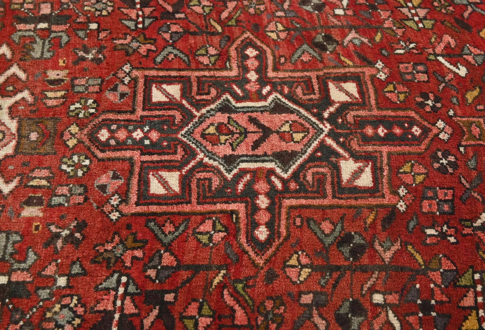 Vintage Red Geometric 3X11 Karajeh Persian Runner Rug - 7