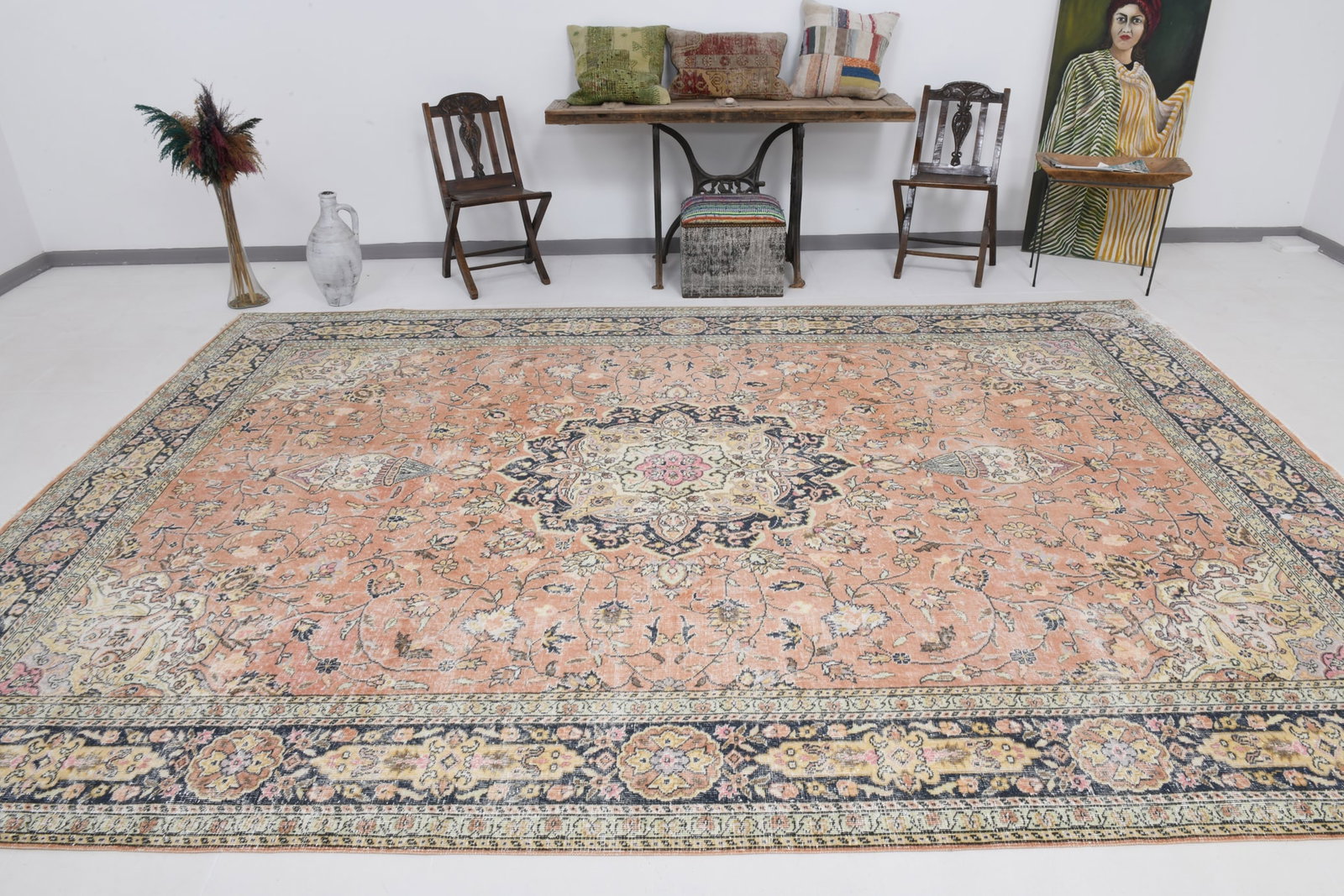9'1'' x 13'2'' Vintage Wool Runner Rug - 20675 - 3