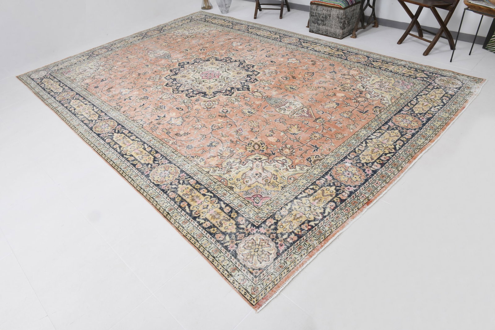 9'1'' x 13'2'' Vintage Wool Runner Rug - 20675 - 4