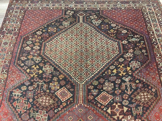 Antique Tribal Persian Khamseh Shiraz Rug-2020 - 7