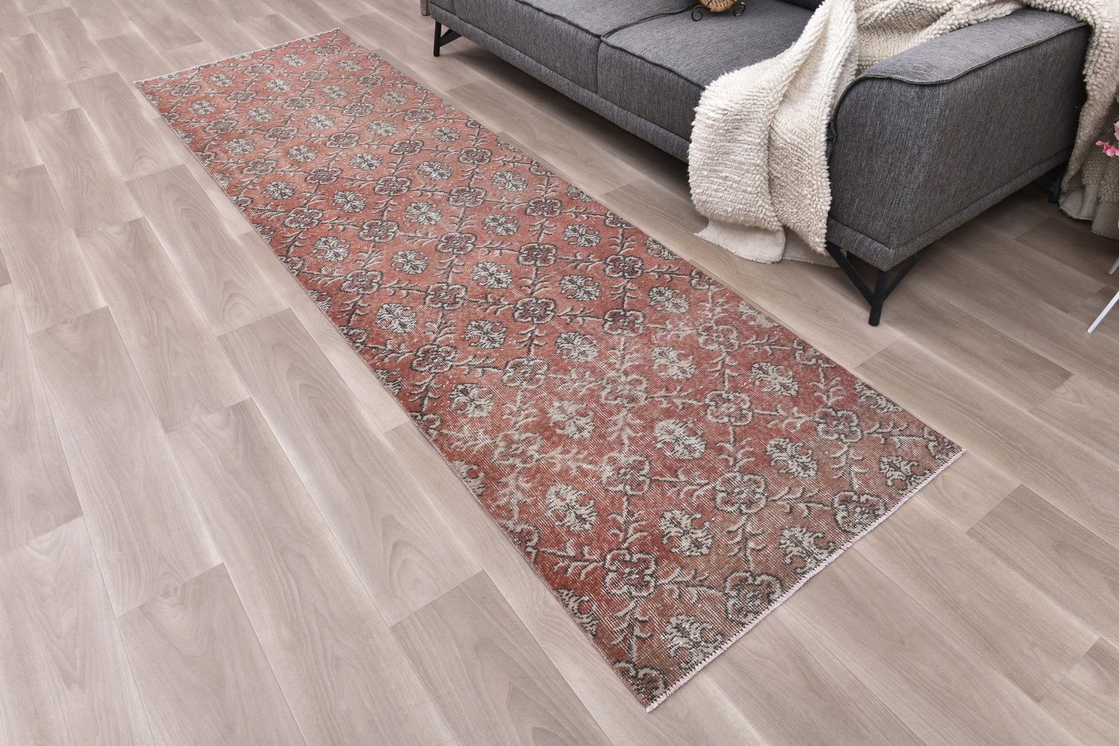 2'11'' x 10'5'' Handmade Vintage Wool Rug - 242466 - 2