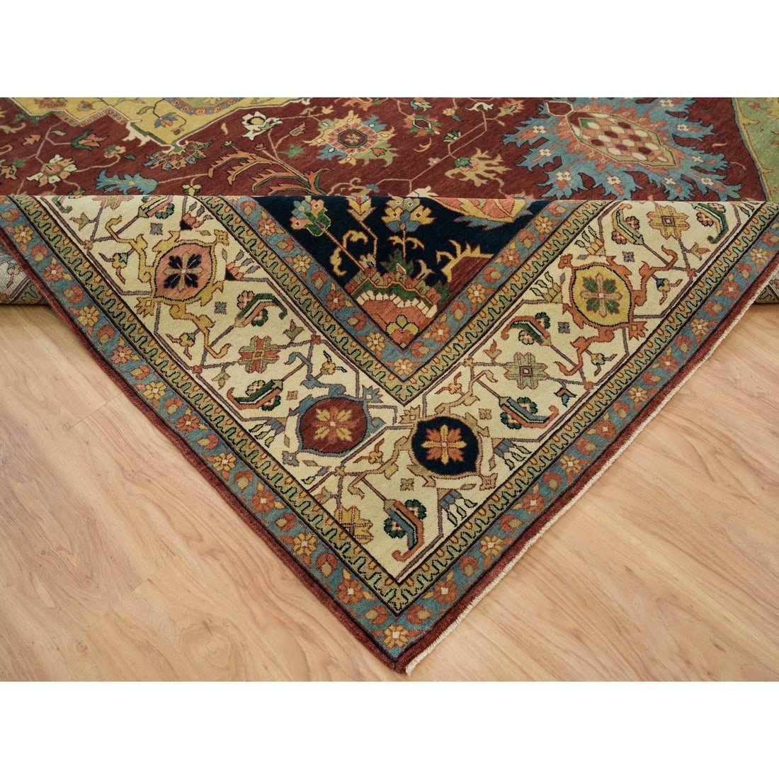 Overdyed Green Vintage Persian Tabriz Hand Knotted All Wool Mat Rug - 6