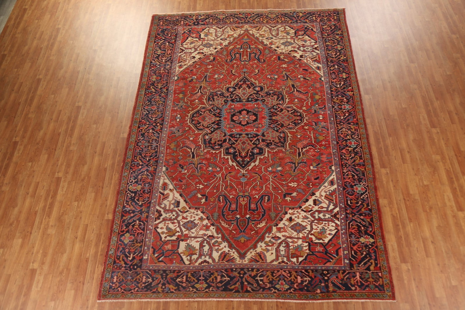 Pre-1900 Antique Vegetable Dye Heriz Serapi Persian Rug 9x14 - 3