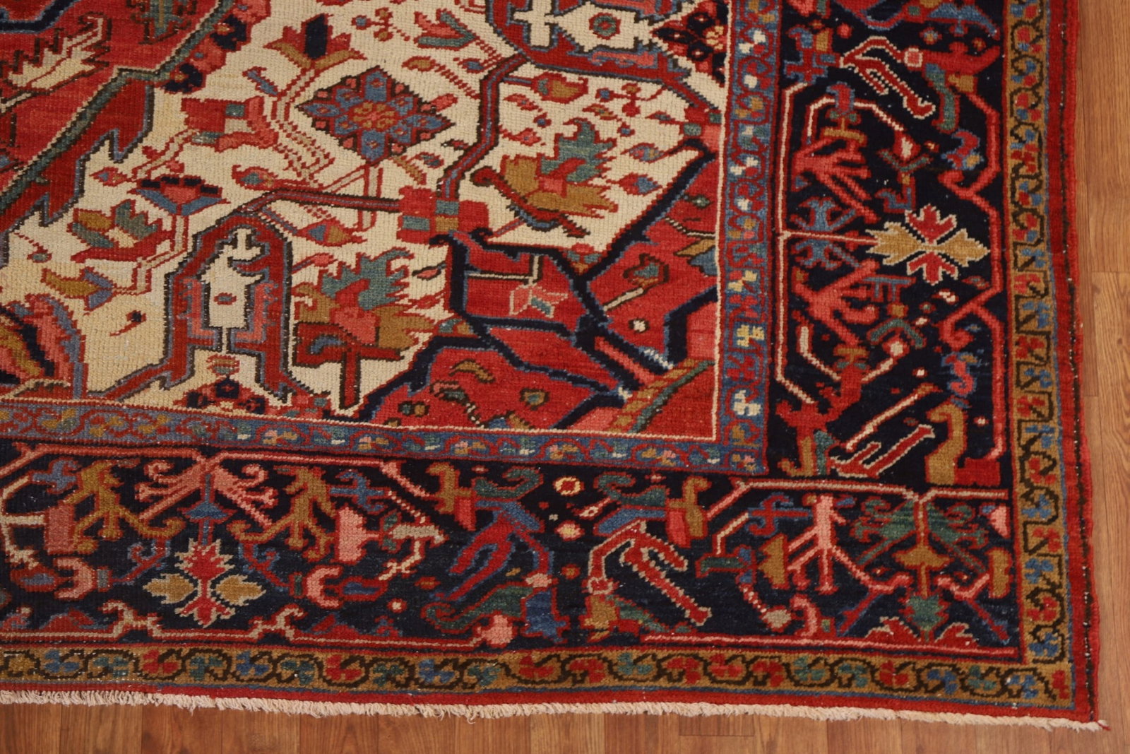 Pre-1900 Antique Vegetable Dye Heriz Serapi Persian Rug 9x14 - 7