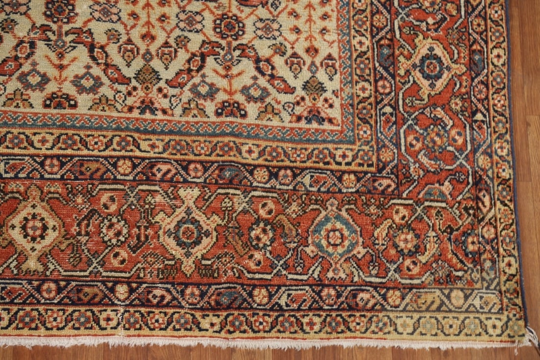 Pre-1900 Antique Mahal Vegetable Dye Persian Area Rug 9x13 - 6