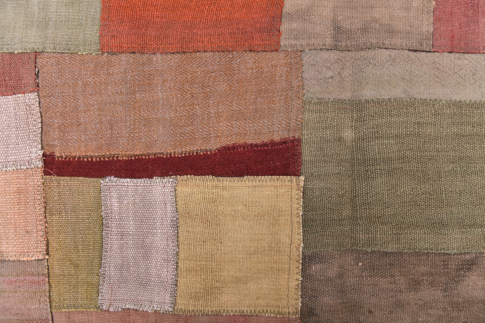 6'2'' x 7'8'' Handmade Vintage Wool Patchwork Rug - 240394 - 3