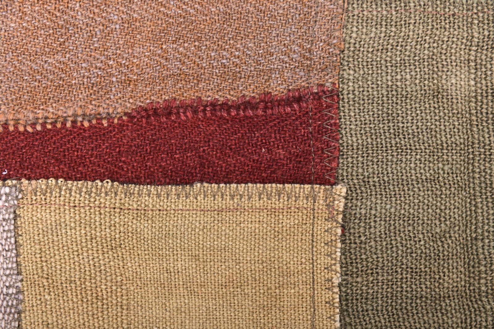 6'2'' x 7'8'' Handmade Vintage Wool Patchwork Rug - 240394 - 4
