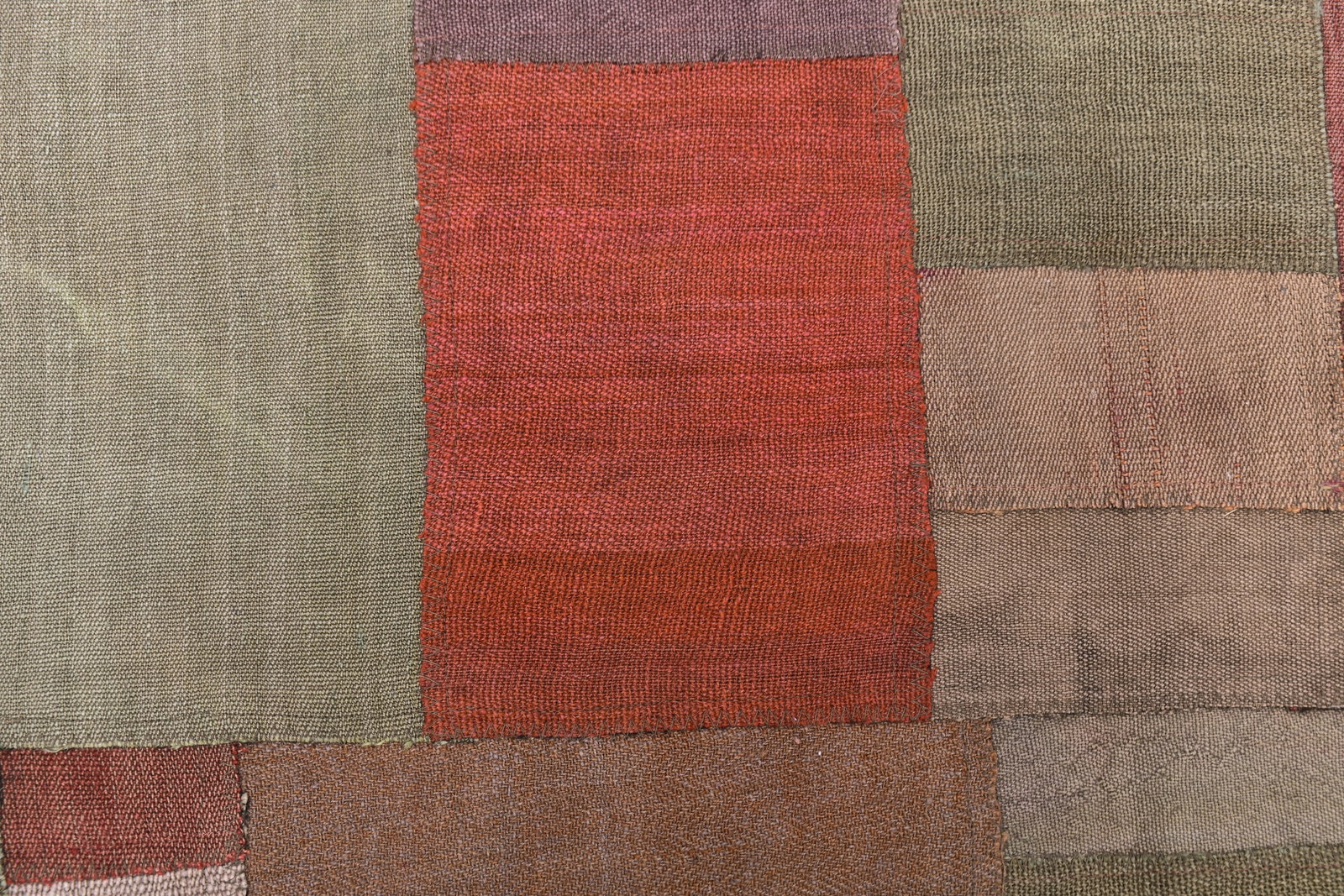 6'2'' x 7'8'' Handmade Vintage Wool Patchwork Rug - 240394 - 5