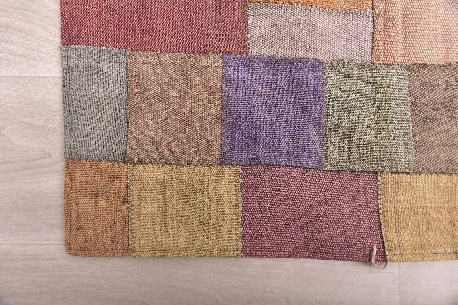 6'2'' x 7'8'' Handmade Vintage Wool Patchwork Rug - 240394 - 7
