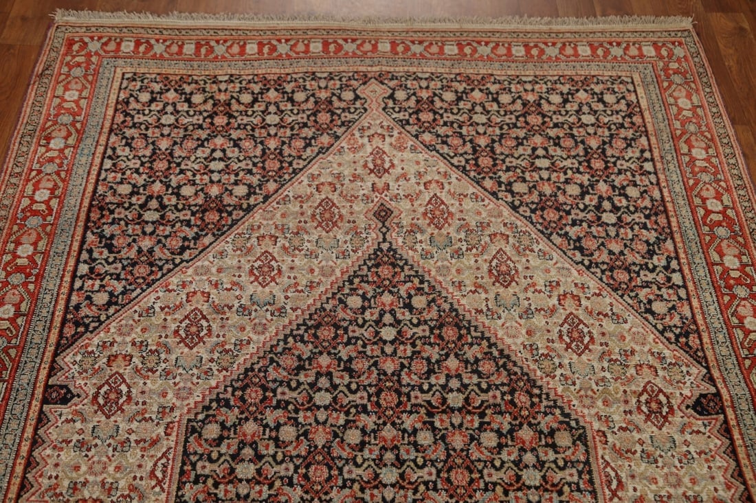 Pre-1900 Antique Vegetable Dye Senneh Persian Area Rug 5x6 - 11
