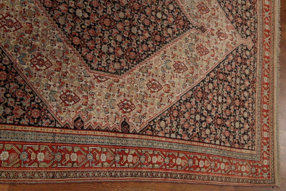 Pre-1900 Antique Vegetable Dye Senneh Persian Area Rug 5x6 - 12