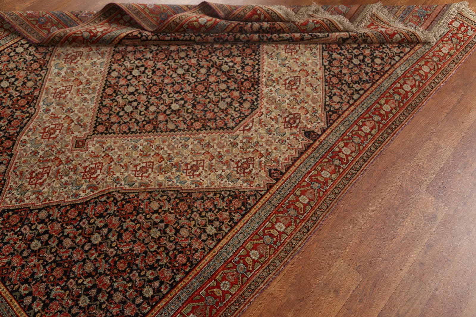 Pre-1900 Antique Vegetable Dye Senneh Persian Area Rug 5x6 - 15