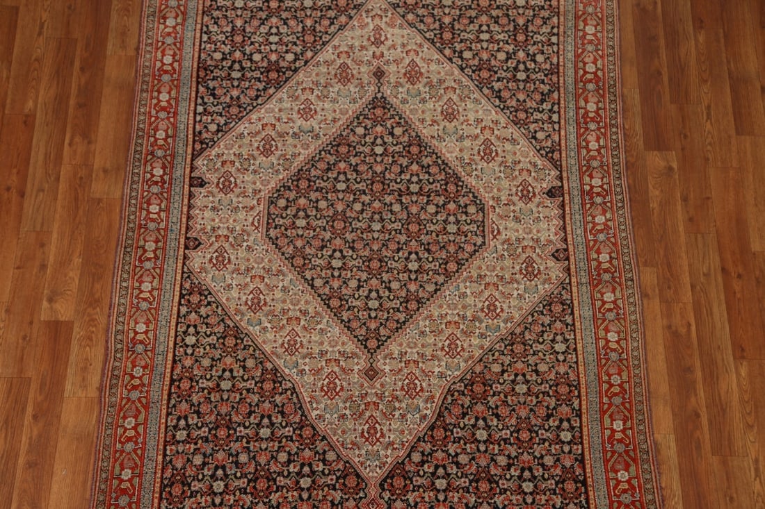 Pre-1900 Antique Vegetable Dye Senneh Persian Area Rug 5x6 - 3