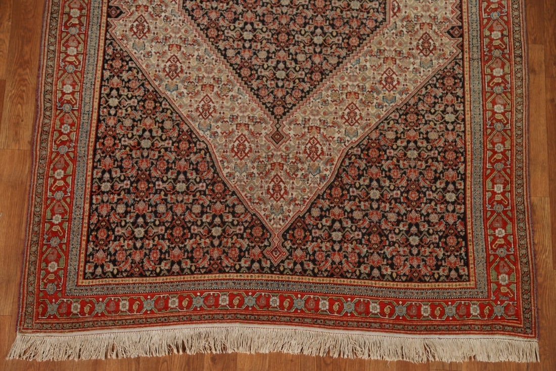 Pre-1900 Antique Vegetable Dye Senneh Persian Area Rug 5x6 - 5