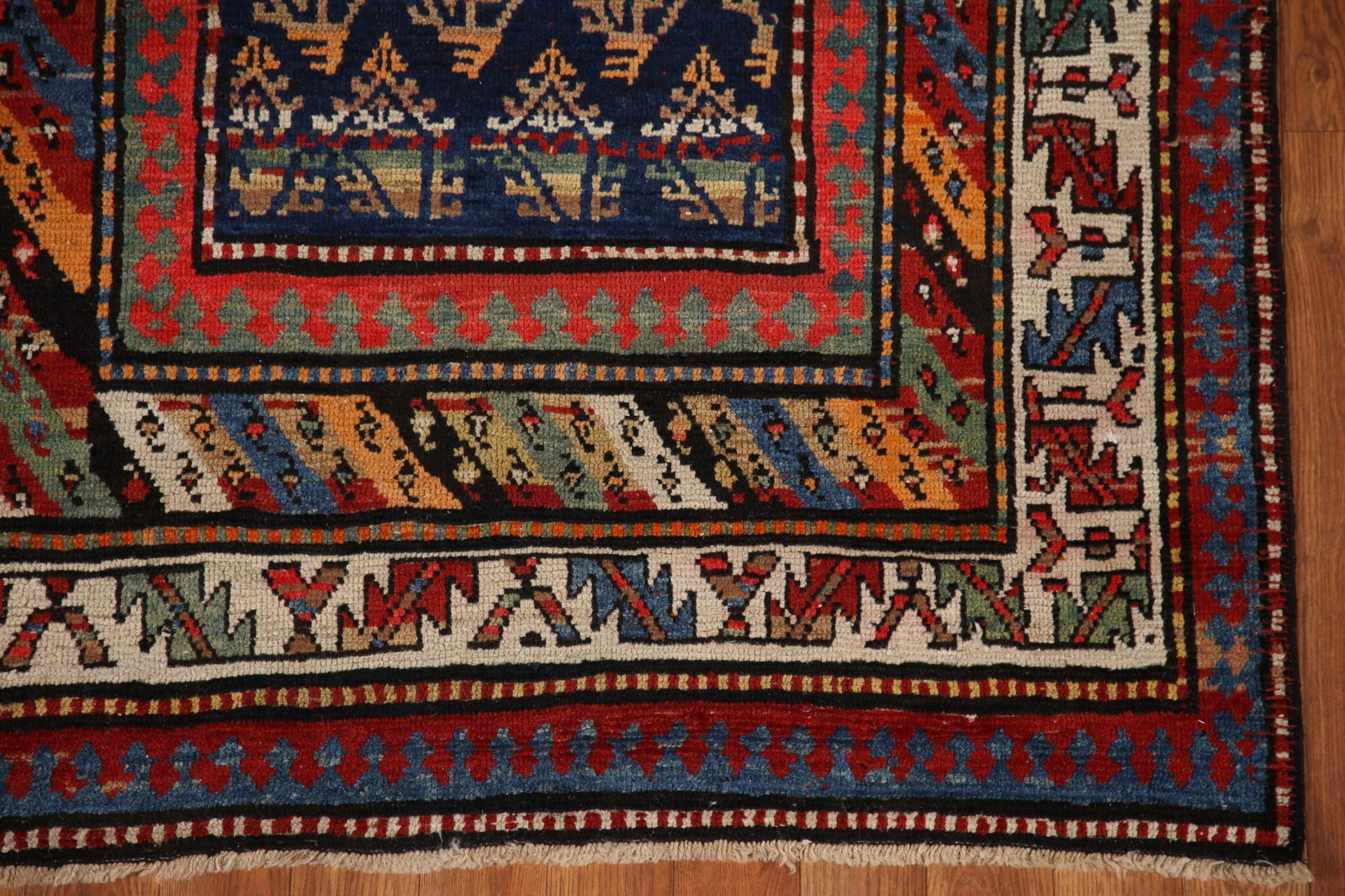Pre-1900 Antique Vegetable Dye Kazak Oriental Rug 4x15 - 7