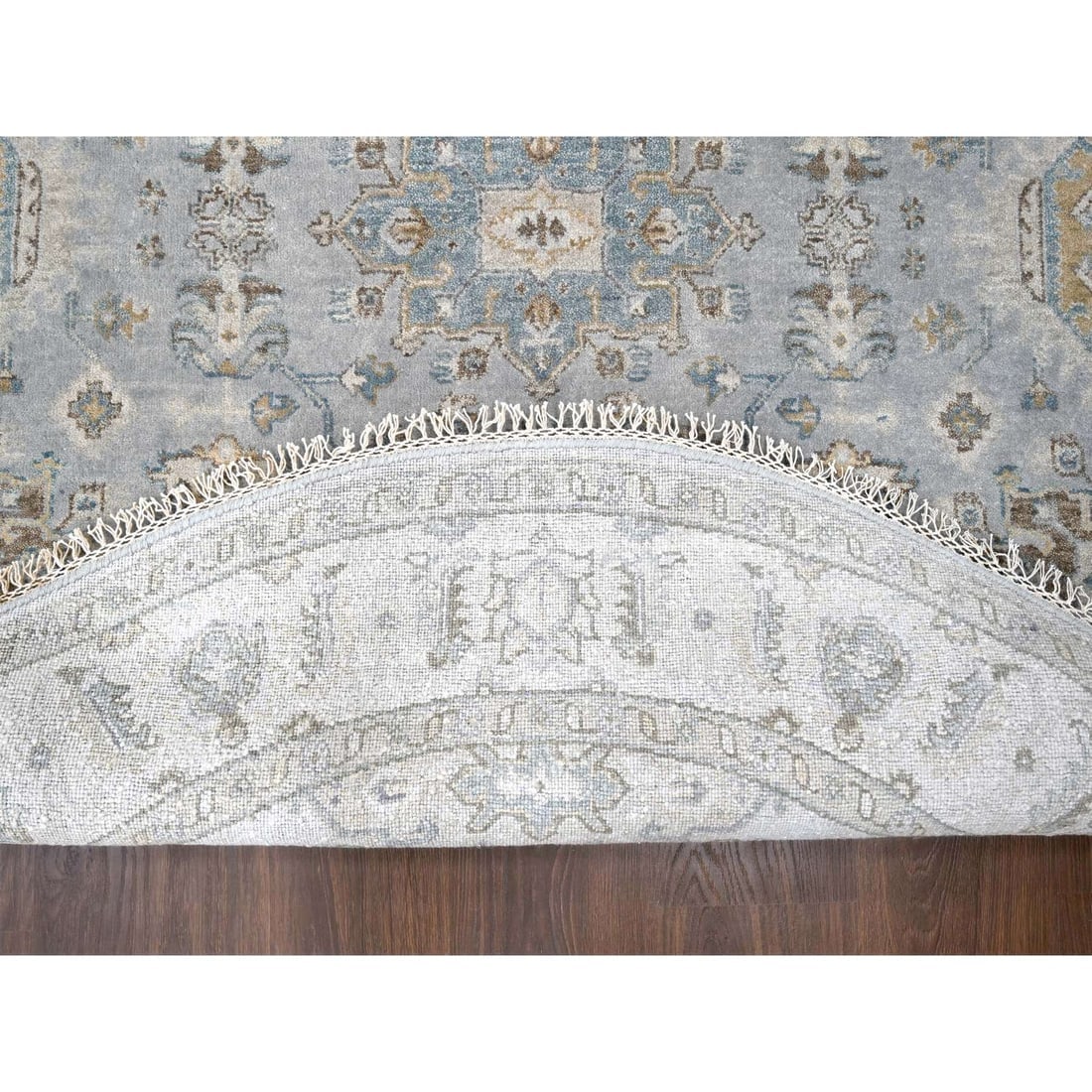 Salmon Color Vintage Persian Hussaianabad Hand Knotted Wool Runner Rug - 3