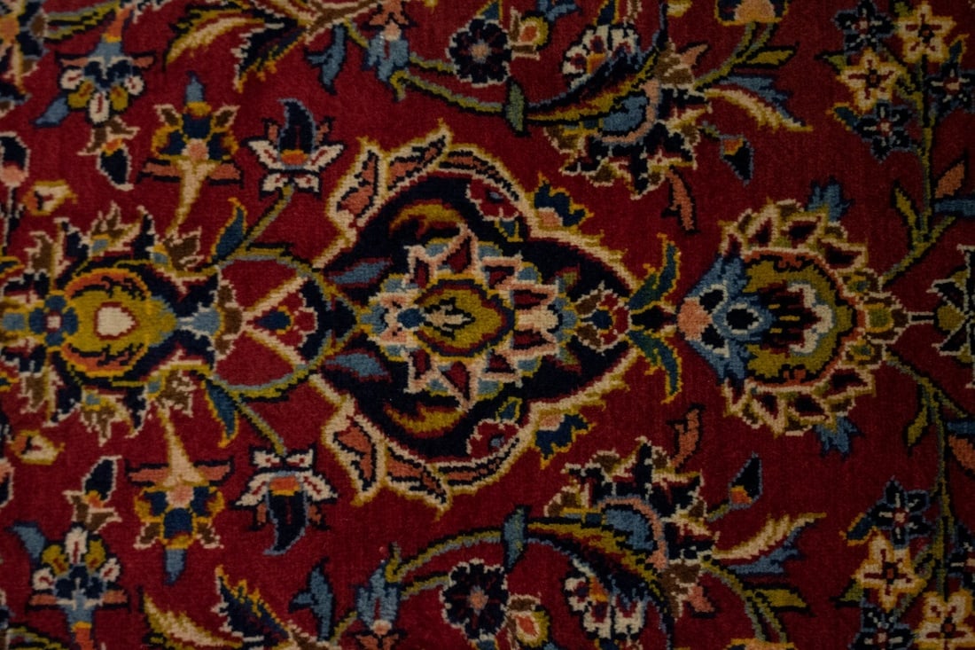 Vintage Red Traditional 10X13 Kashan Persian Rug - 7