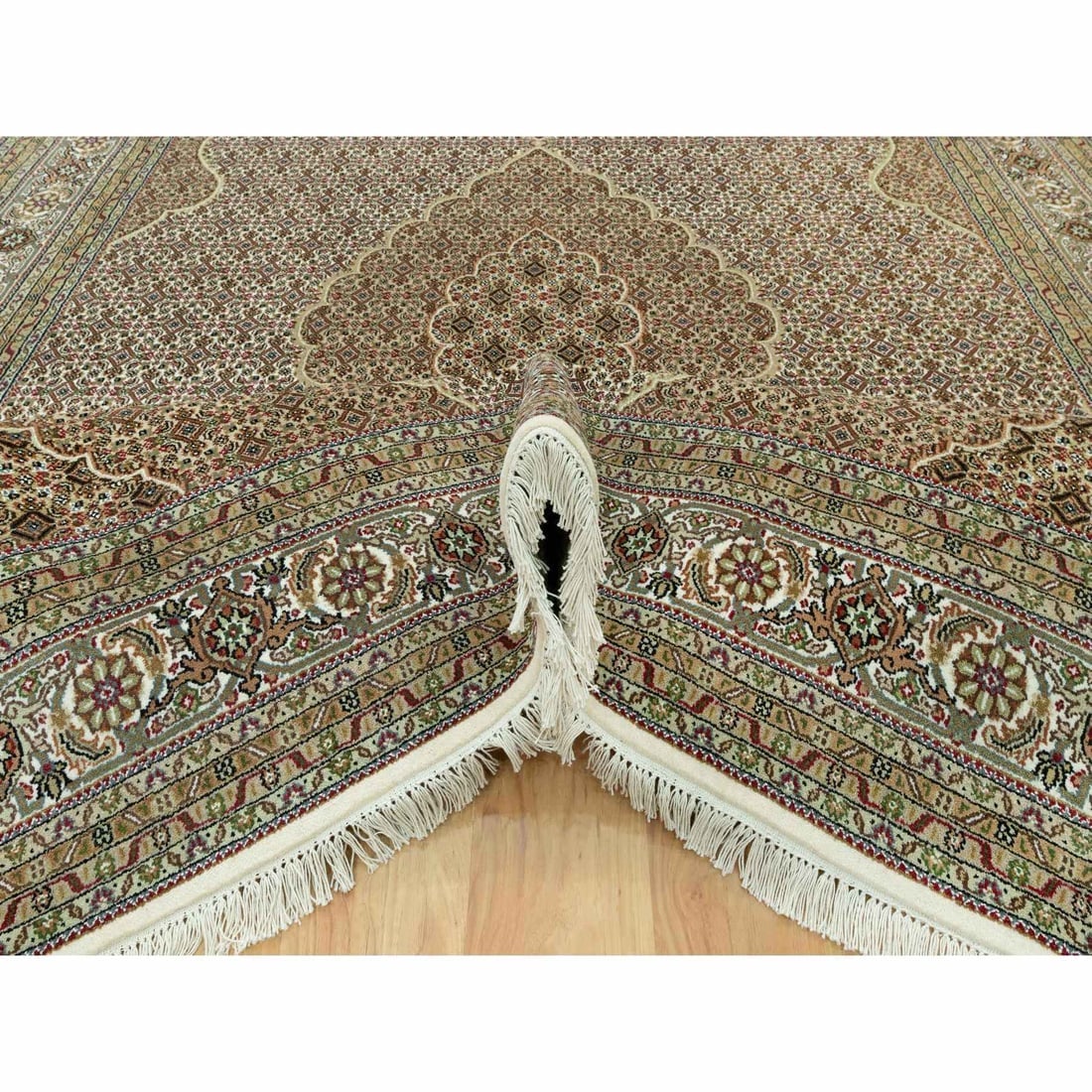 Blue Overdyed Vintage Persian Tabriz Hand Knotted Pure Wool Runner Rug - 5