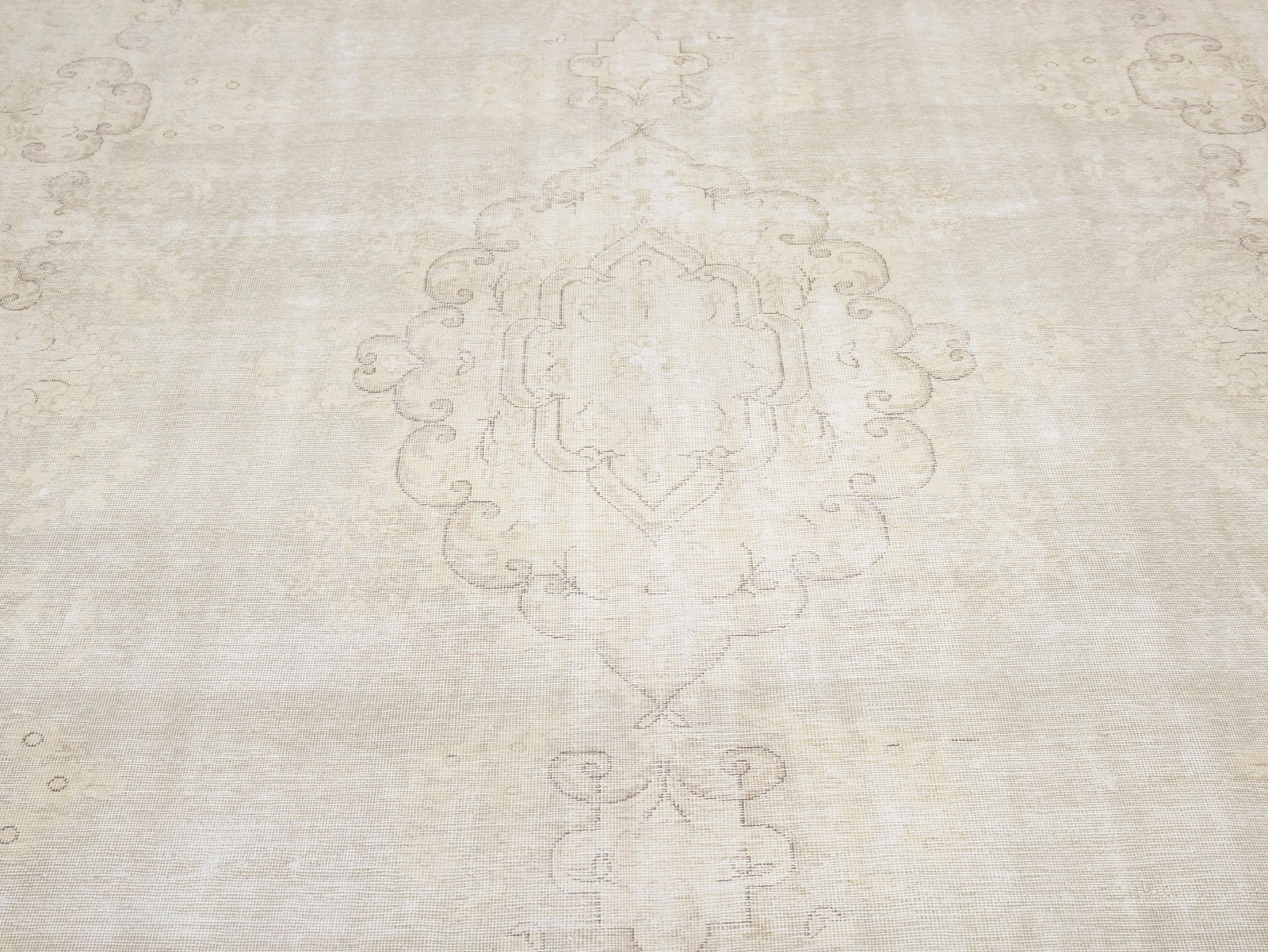 Antique Muted Beige Floral 7'9X11'6 Distressed Vintage Oriental Rug - 8