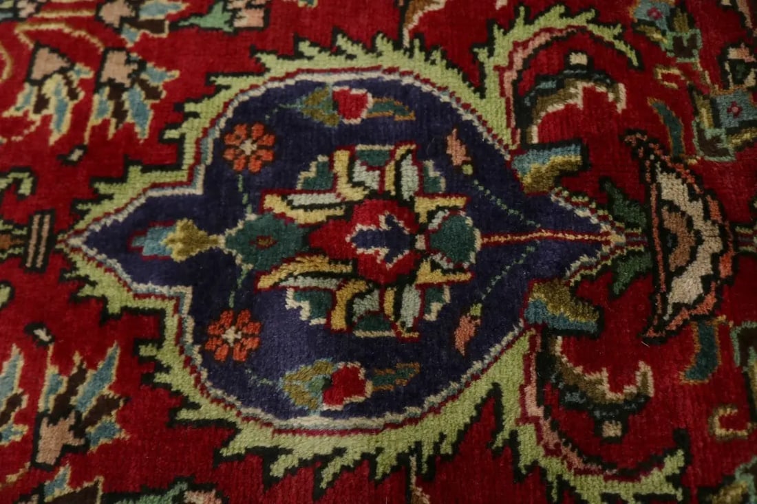 Vintage Red Traditional 10X13 Tabriz Persian Rug - 7