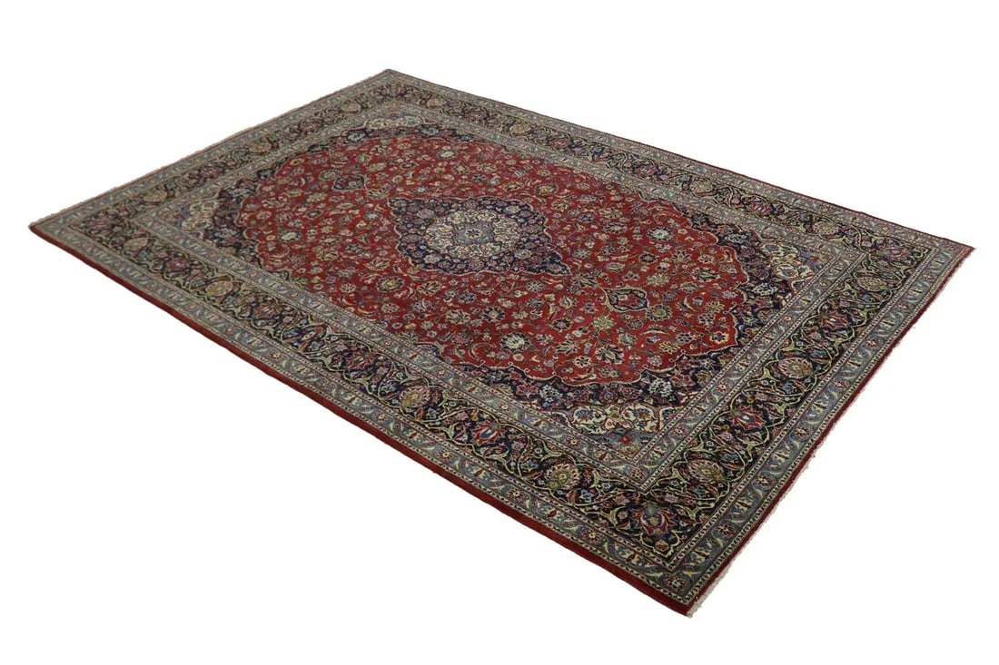 Vintage Red Traditional 9X13 Kashan Persian Rug - 5