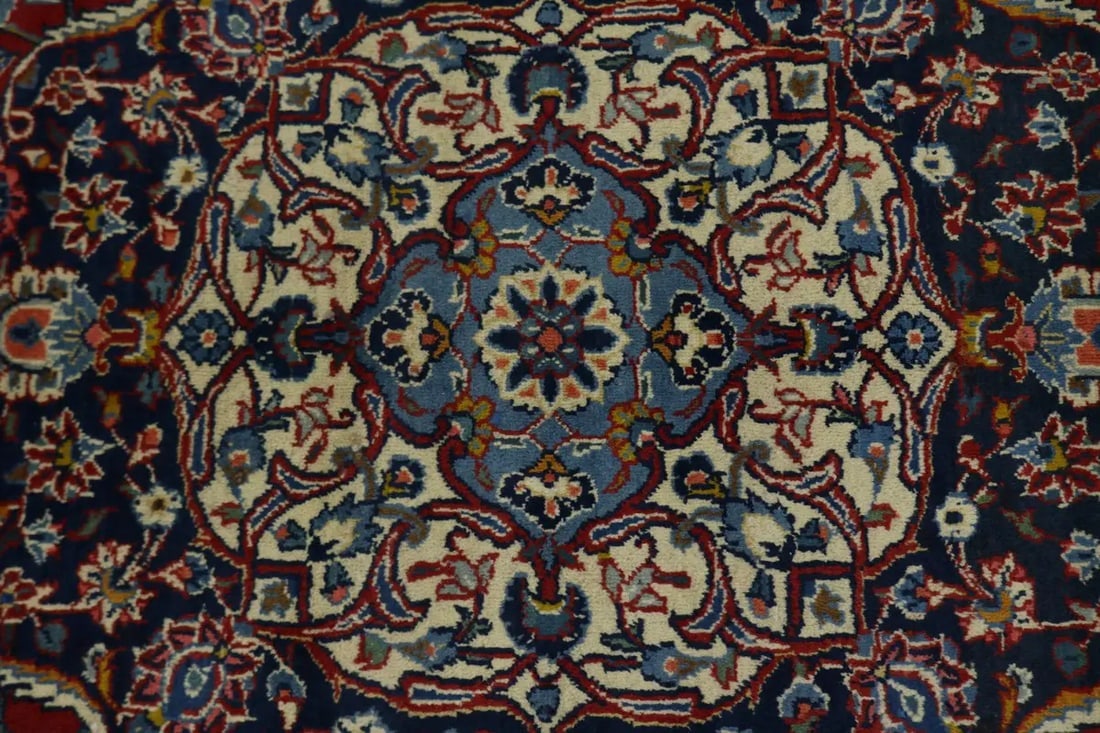 Vintage Red Traditional 9X13 Kashan Persian Rug - 8