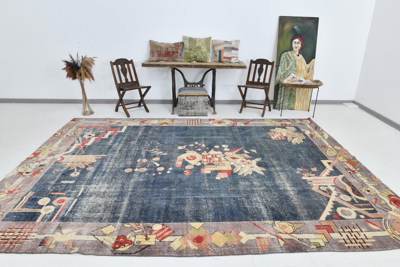 8'8'' x 12'3'' Handmade Vintage Wool Rug - 22902 - 2