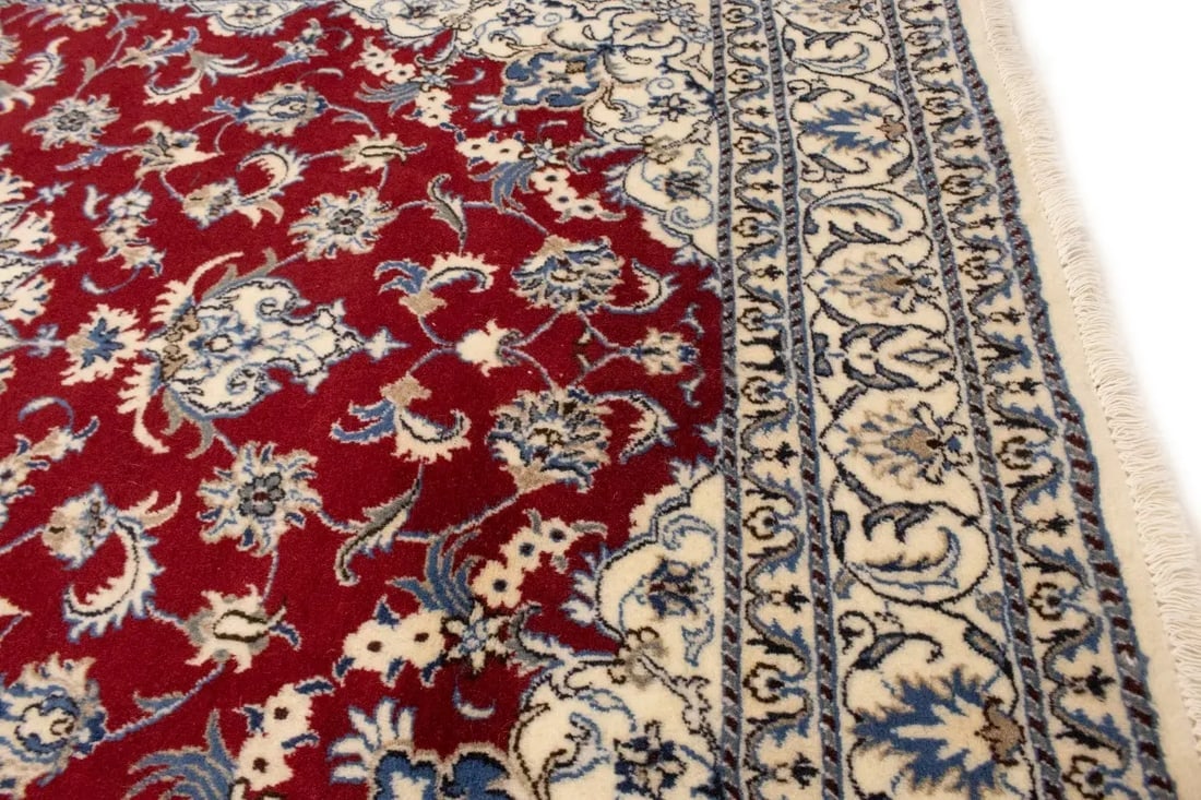 Red Vintage Classic 6X8 Traditional Nain Tabas Persian Oriental Rug - 10