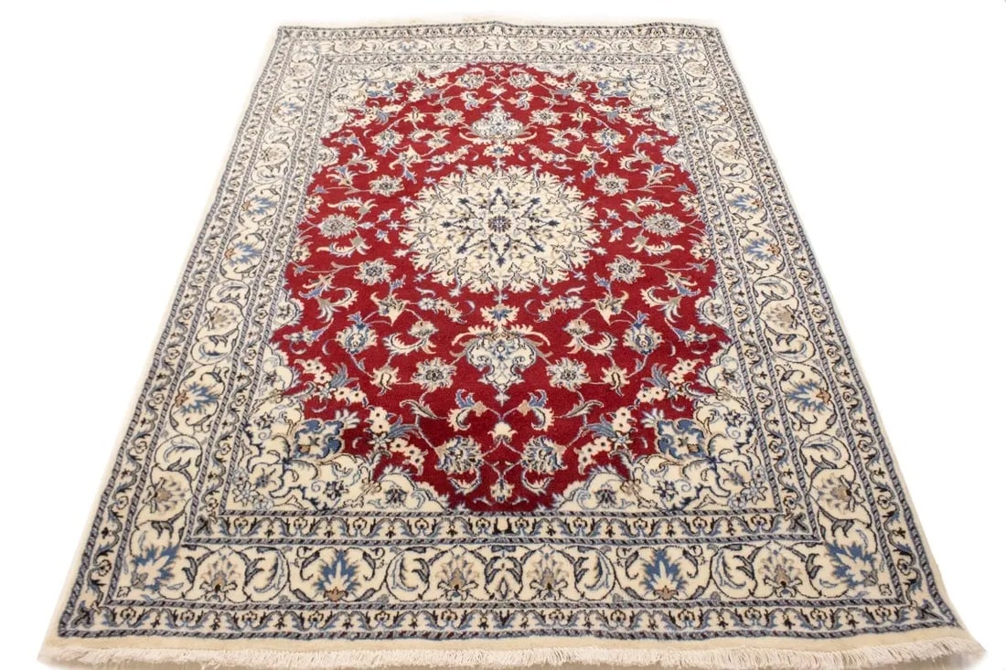 Red Vintage Classic 6X8 Traditional Nain Tabas Persian Oriental Rug - 11