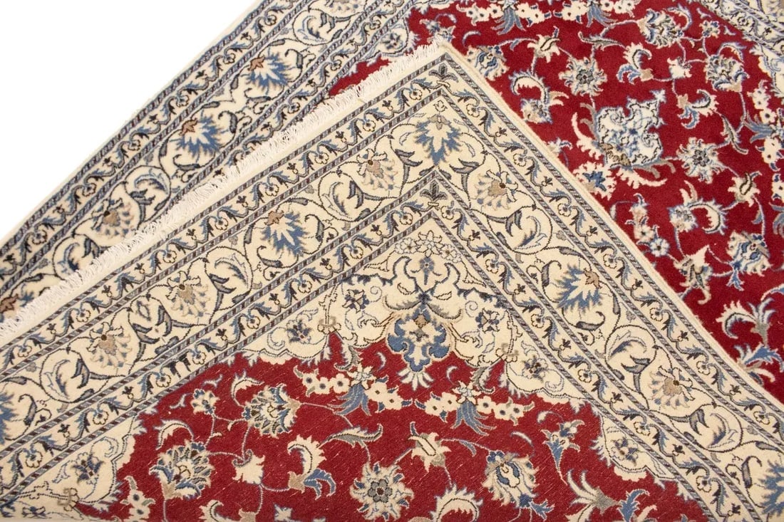 Red Vintage Classic 6X8 Traditional Nain Tabas Persian Oriental Rug - 12