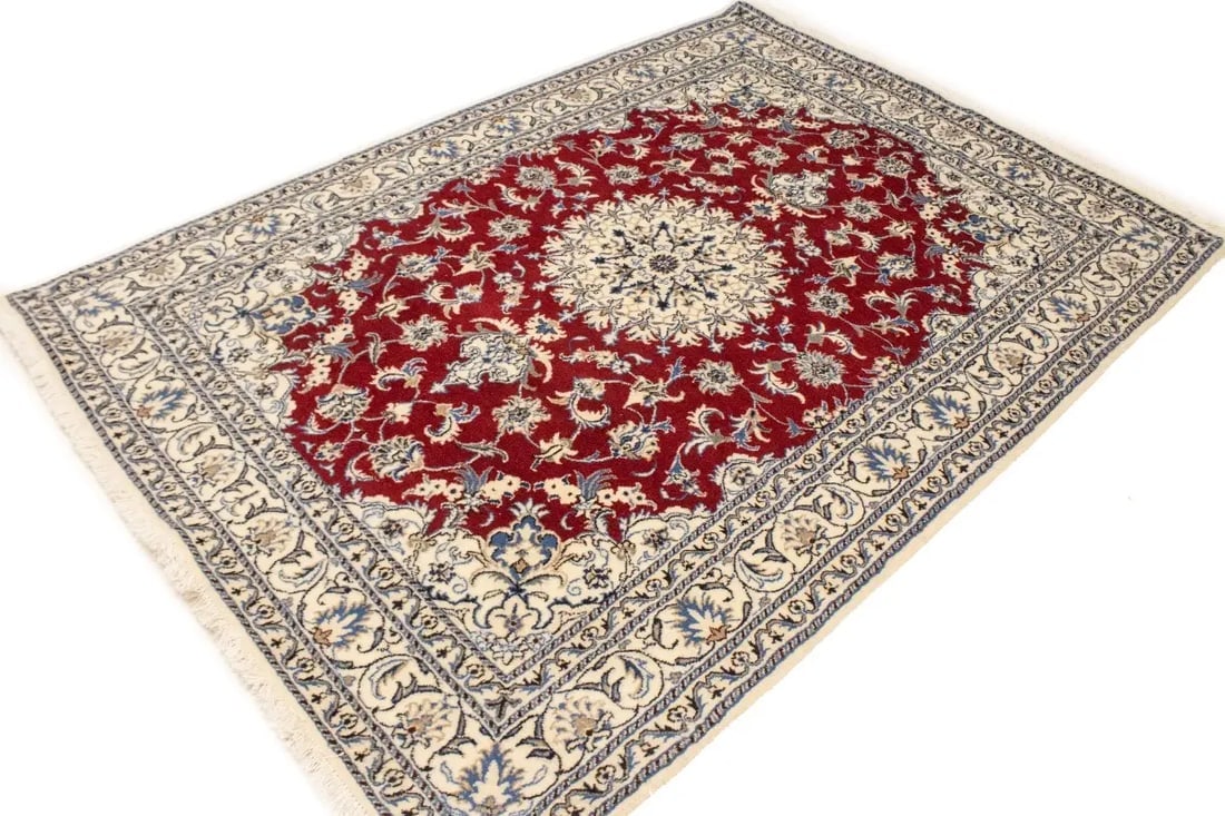 Red Vintage Classic 6X8 Traditional Nain Tabas Persian Oriental Rug - 17