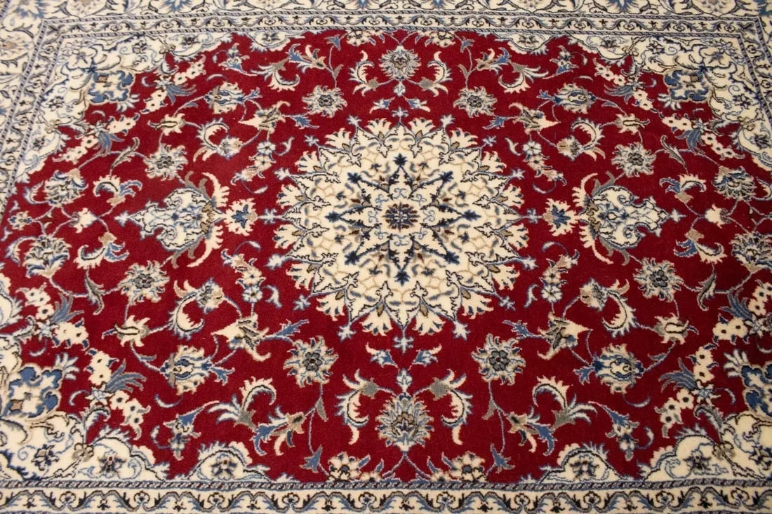 Red Vintage Classic 6X8 Traditional Nain Tabas Persian Oriental Rug - 19