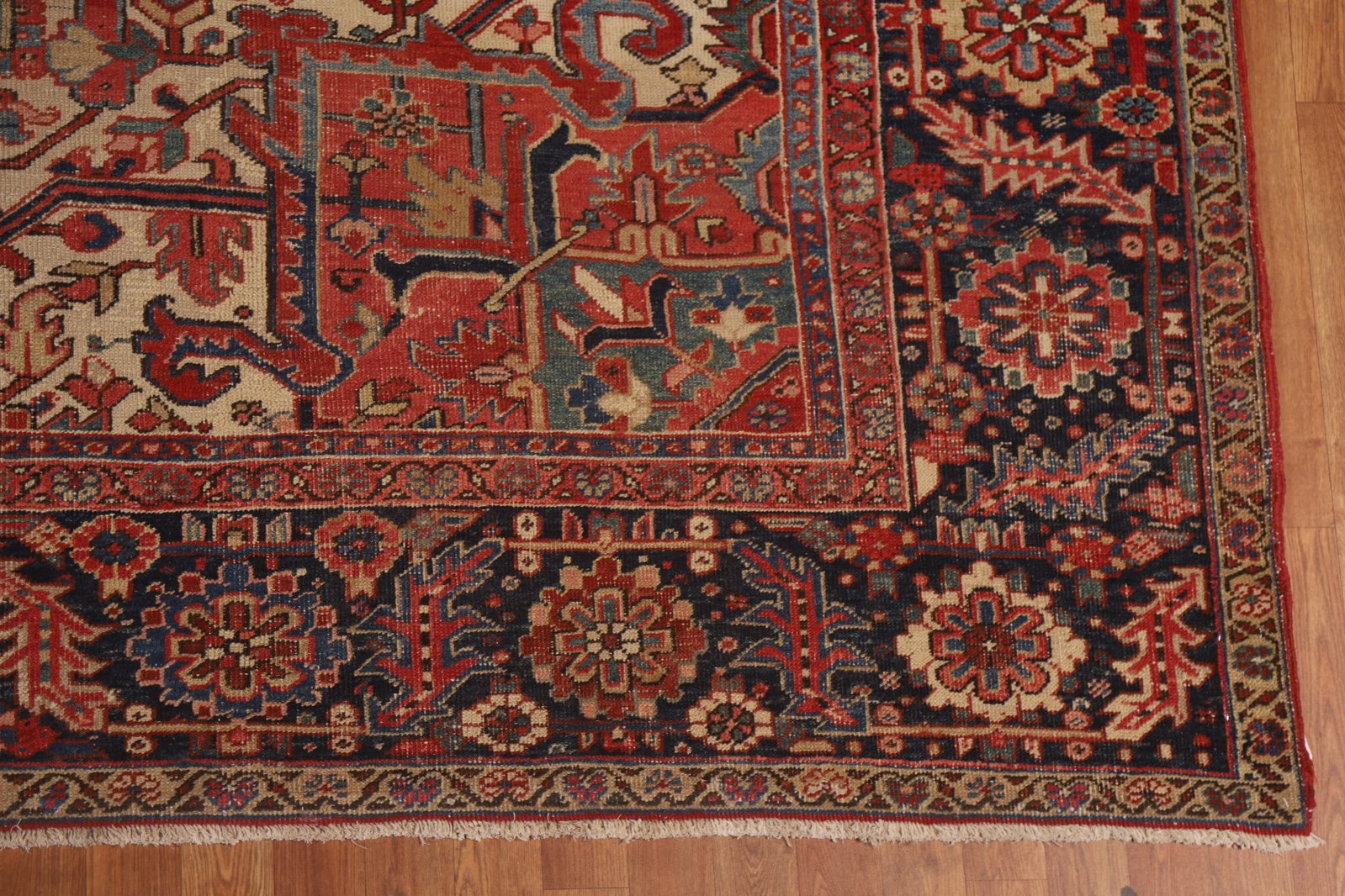 Pre-1900 Antique Vegetable Dye Heriz Serapi Persian Rug 11x14 - 7