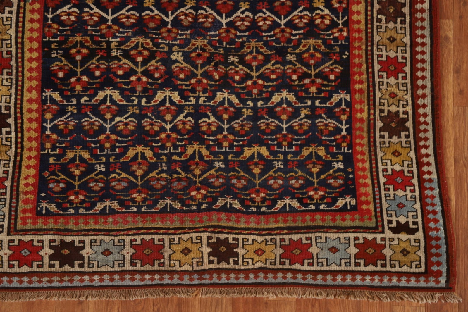 Pre-1900 Antique Vegetable Dye Kazak Oriental Rug 4x9 - 6