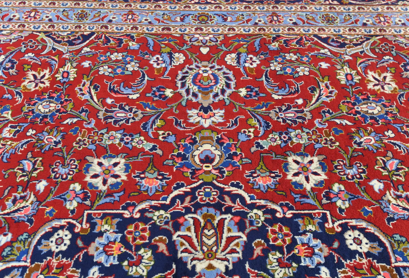 Vintage Red Floral Traditional 10X13 Kashan Persian original Rug - 7