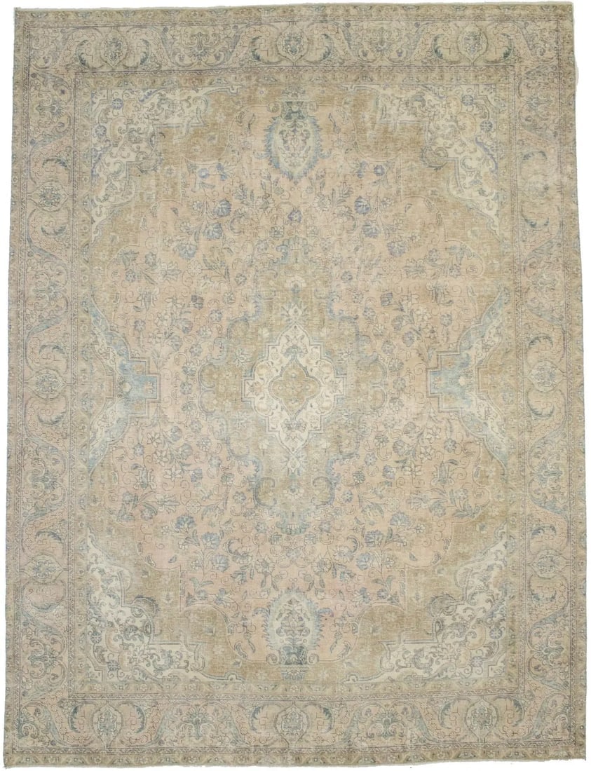 Distressed Muted Antique Traditional 10X13 Tabriz Persian Rug (1 of 20)