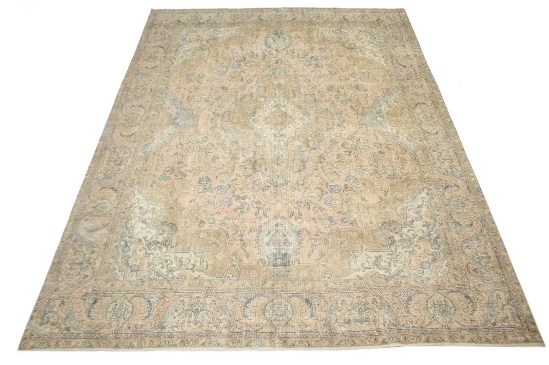 Distressed Muted Antique Traditional 10X13 Tabriz Persian Rug - 3
