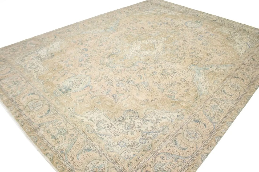 Distressed Muted Antique Traditional 10X13 Tabriz Persian Rug - 4