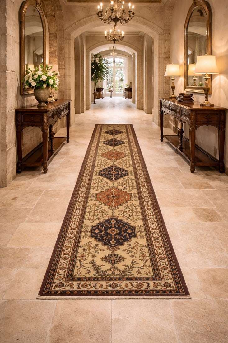 Vintage Beige Geometric 3X18 Ardebil Persian Runner Rug - 2