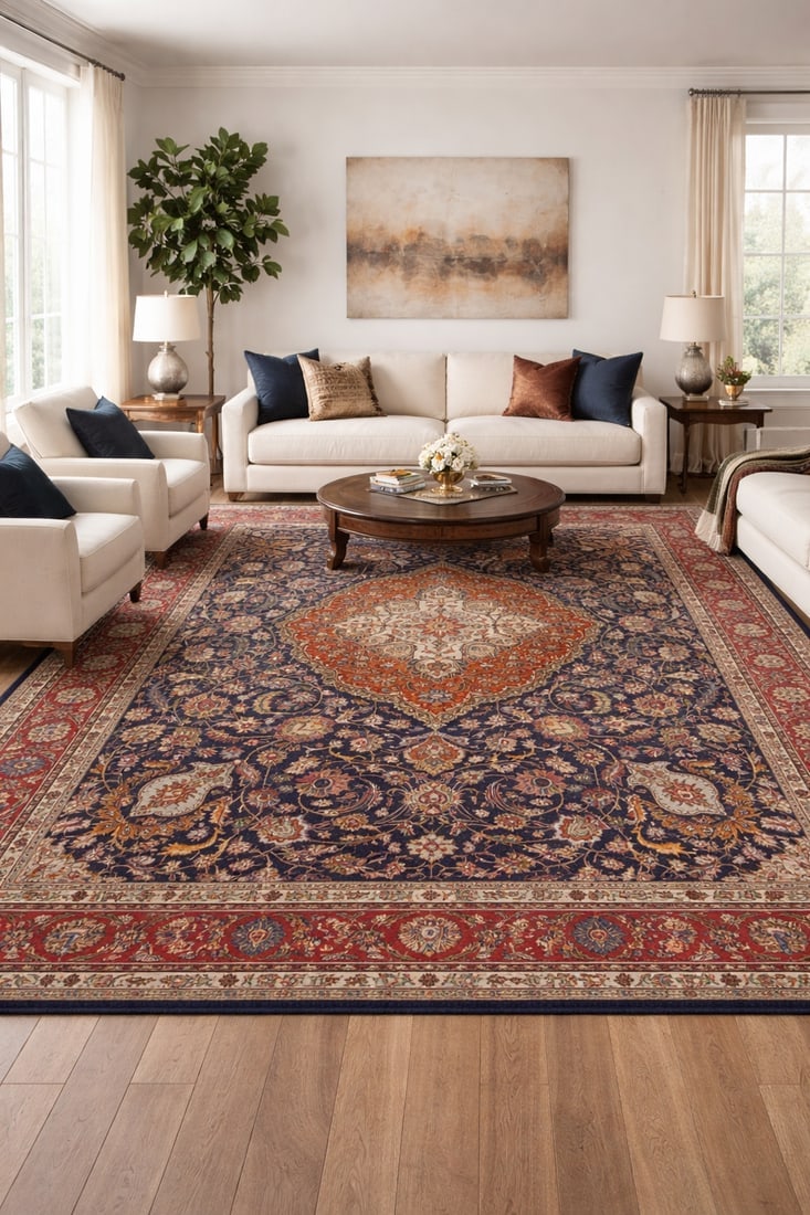 Antique Muted Purple-navy Floral 10X13 Distressed Vintage Oriental Rug - 2
