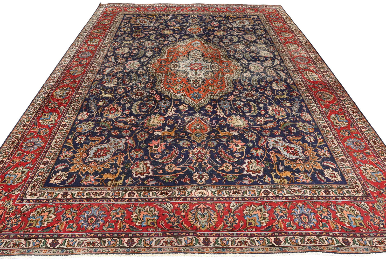 Antique Muted Purple-navy Floral 10X13 Distressed Vintage Oriental Rug - 3