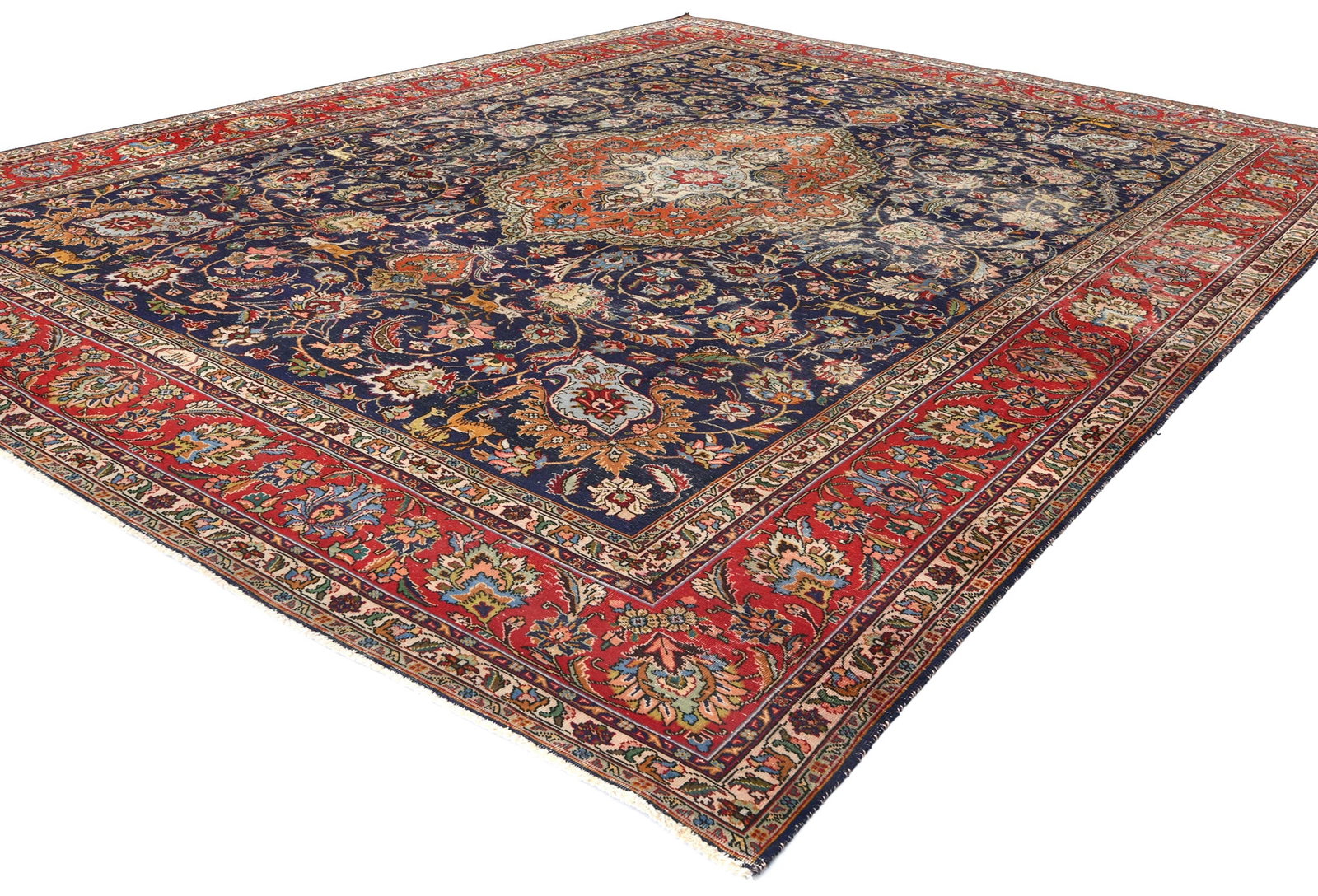 Antique Muted Purple-navy Floral 10X13 Distressed Vintage Oriental Rug - 4