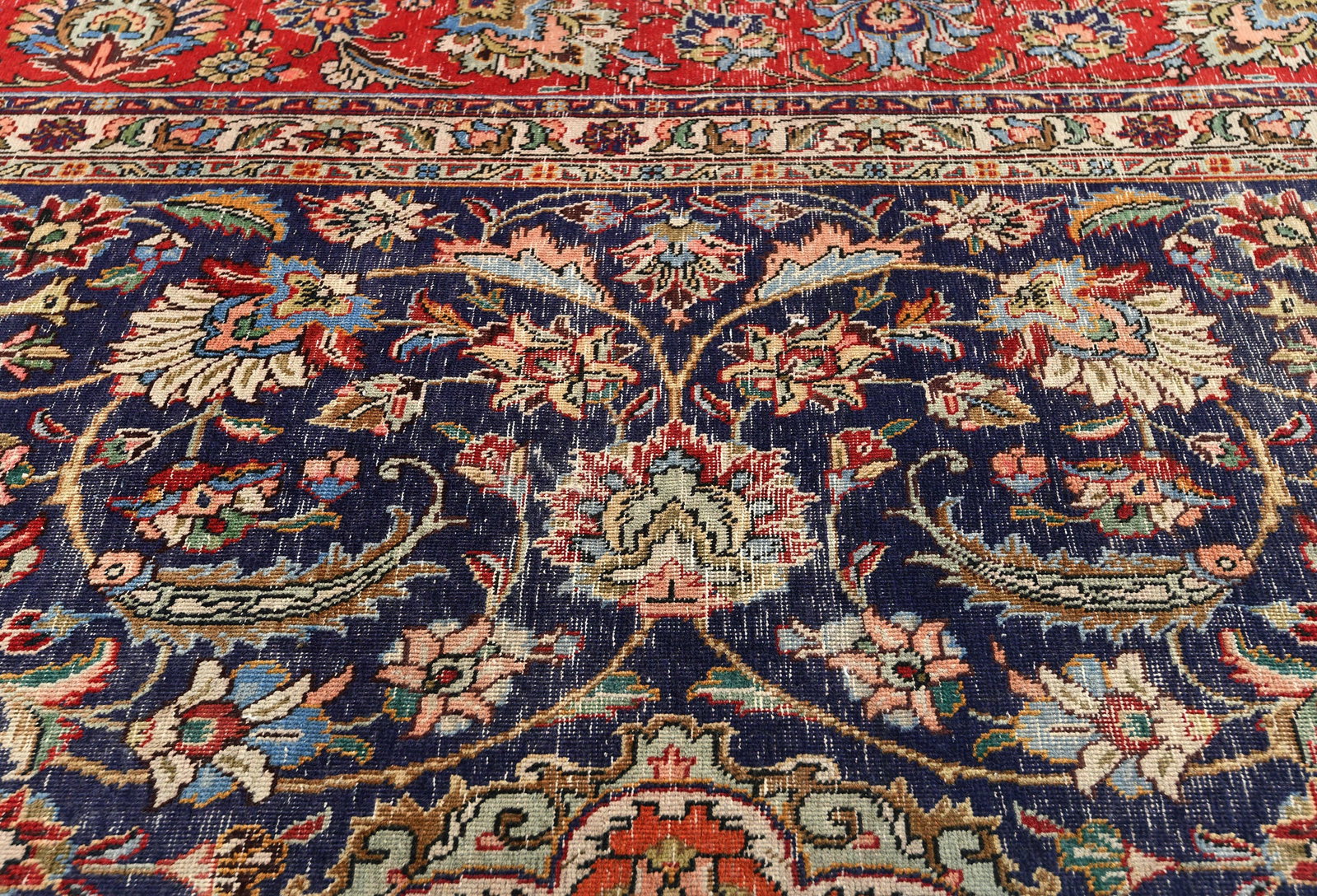 Antique Muted Purple-navy Floral 10X13 Distressed Vintage Oriental Rug - 7