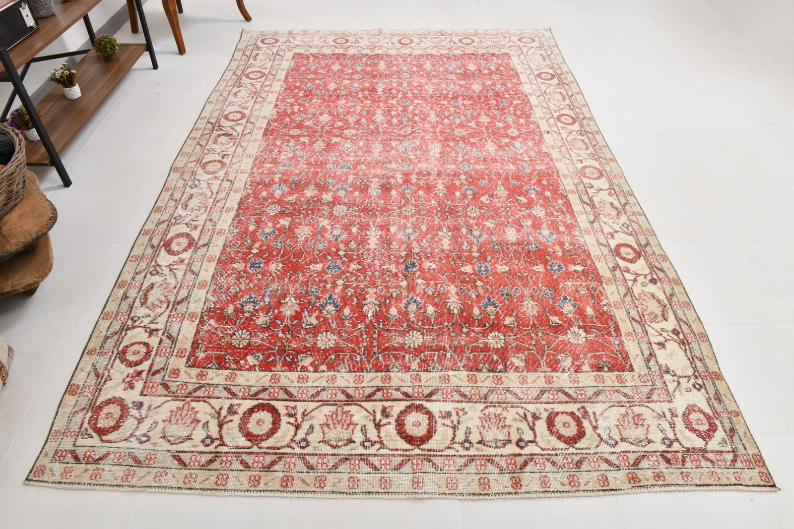 6'6'' x 9'10'' Handmade Vintage Wool Rug - 22280 - 5