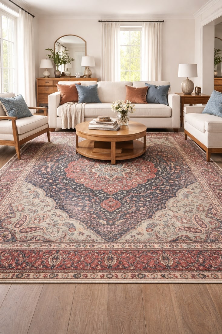 Antique Muted Floral 8X11 Distressed Vintage Oriental Rug - 2